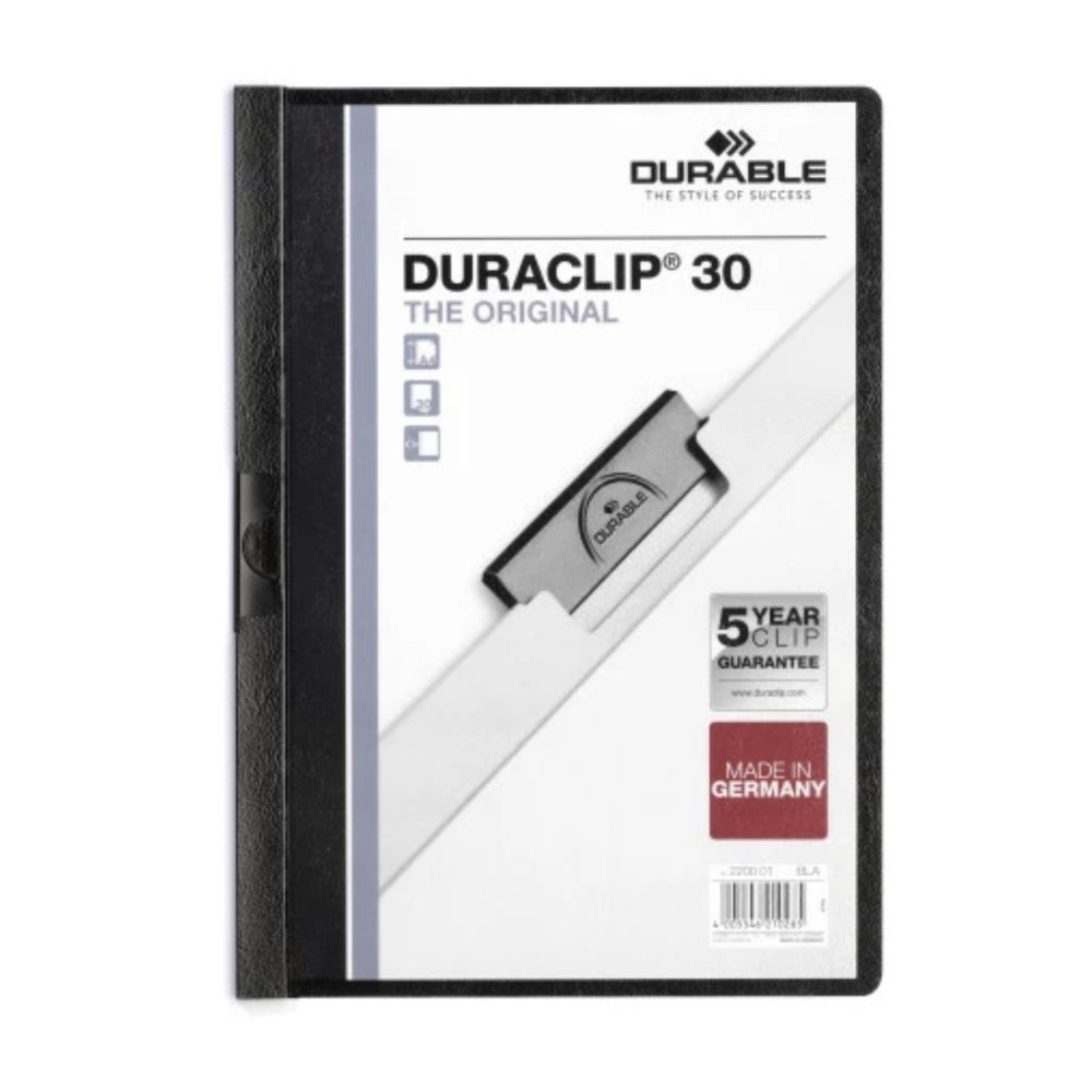 Rýchloviazač A4 s klipom 30 listov Durable DURACLIP® čierny