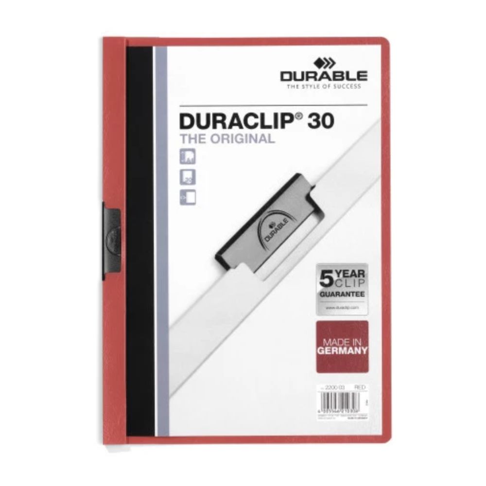 Rýchloviazač A4 s klipom 30 listov Durable DURACLIP® červený