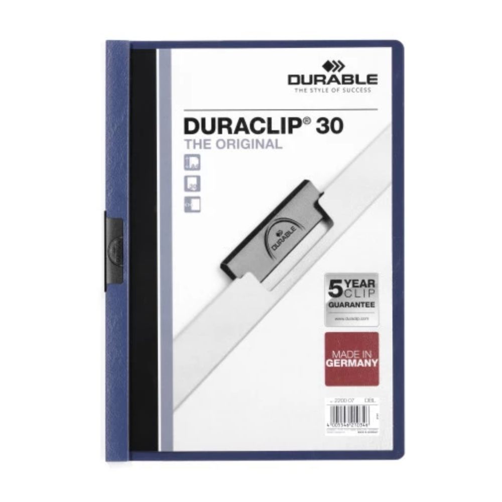 Rýchloviazač A4 s klipom 30 listov Durable DURACLIP® tmavomodrý