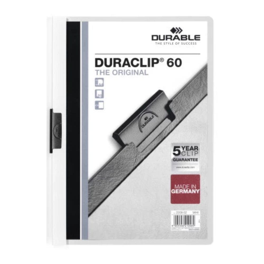 Rýchloviazač A4 s klipom 60 listov Durable DURACLIP® biely