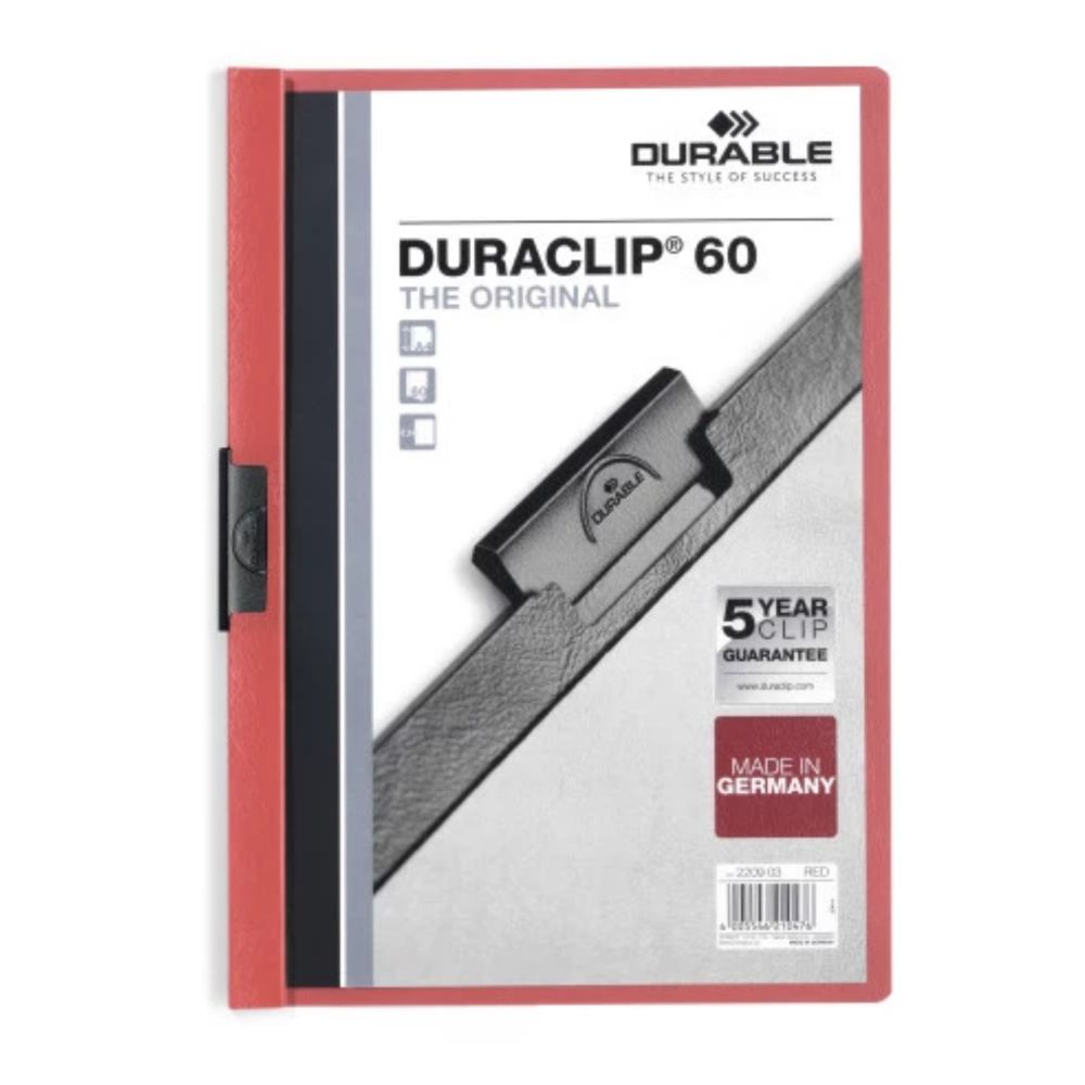 Rýchloviazač A4 s klipom 60 listov Durable DURACLIP® červený