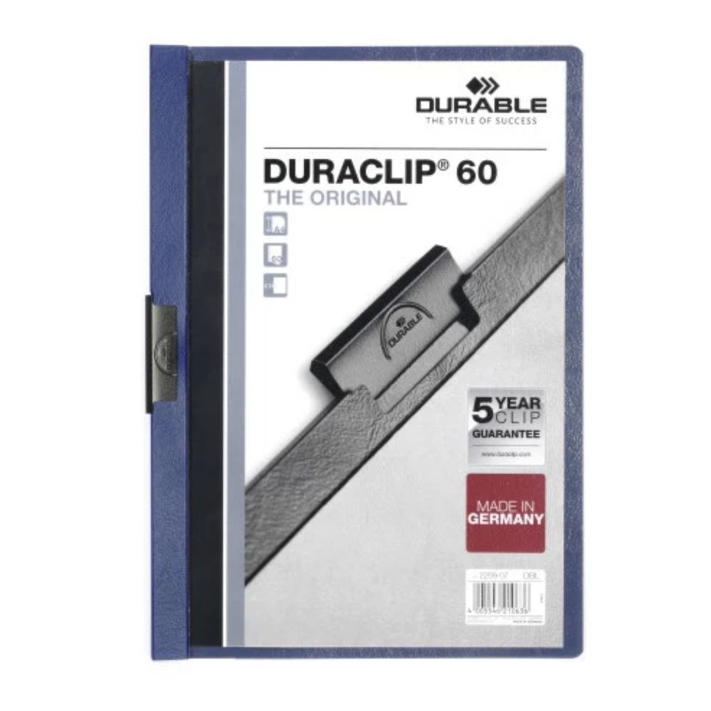 Rýchloviazač A4 s klipom 60 listov Durable DURACLIP® tmavomodrý